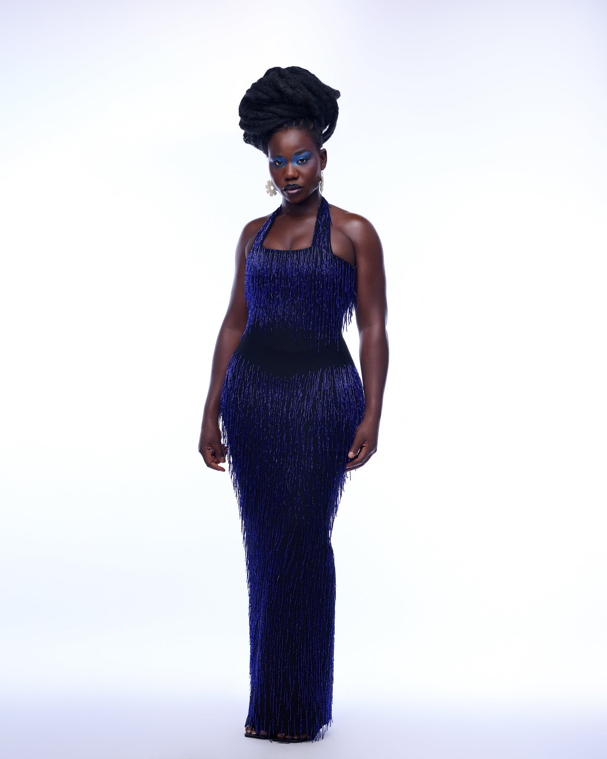 Bianca Dress - Blue Beaded Hertunba