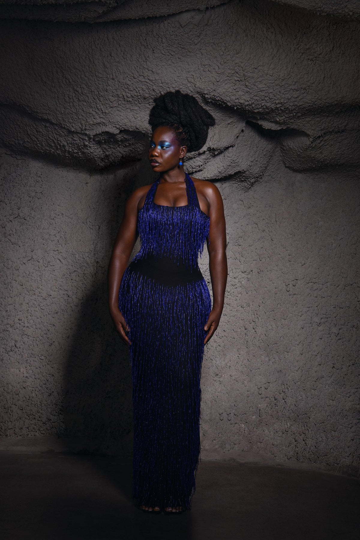 Bianca Dress - Blue Beaded