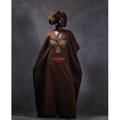 Dona Kaftan in Brown & Khaki
